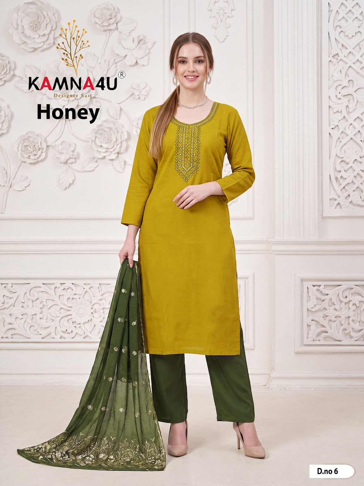 Honey Kamna4U Roman Readymade Pant Style Suits Wholesale Price
