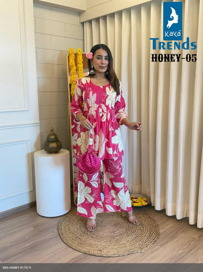 Honey Kaya Rayon Co Ord Set Supplier