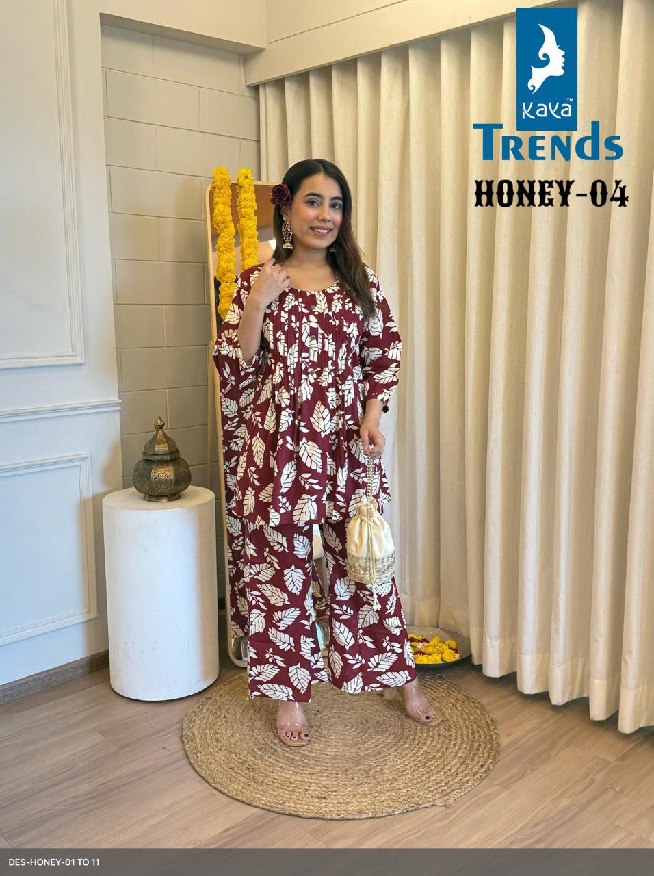Honey Kaya Rayon Co Ord Set Supplier