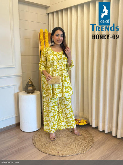 Honey Kaya Rayon Co Ord Set Supplier
