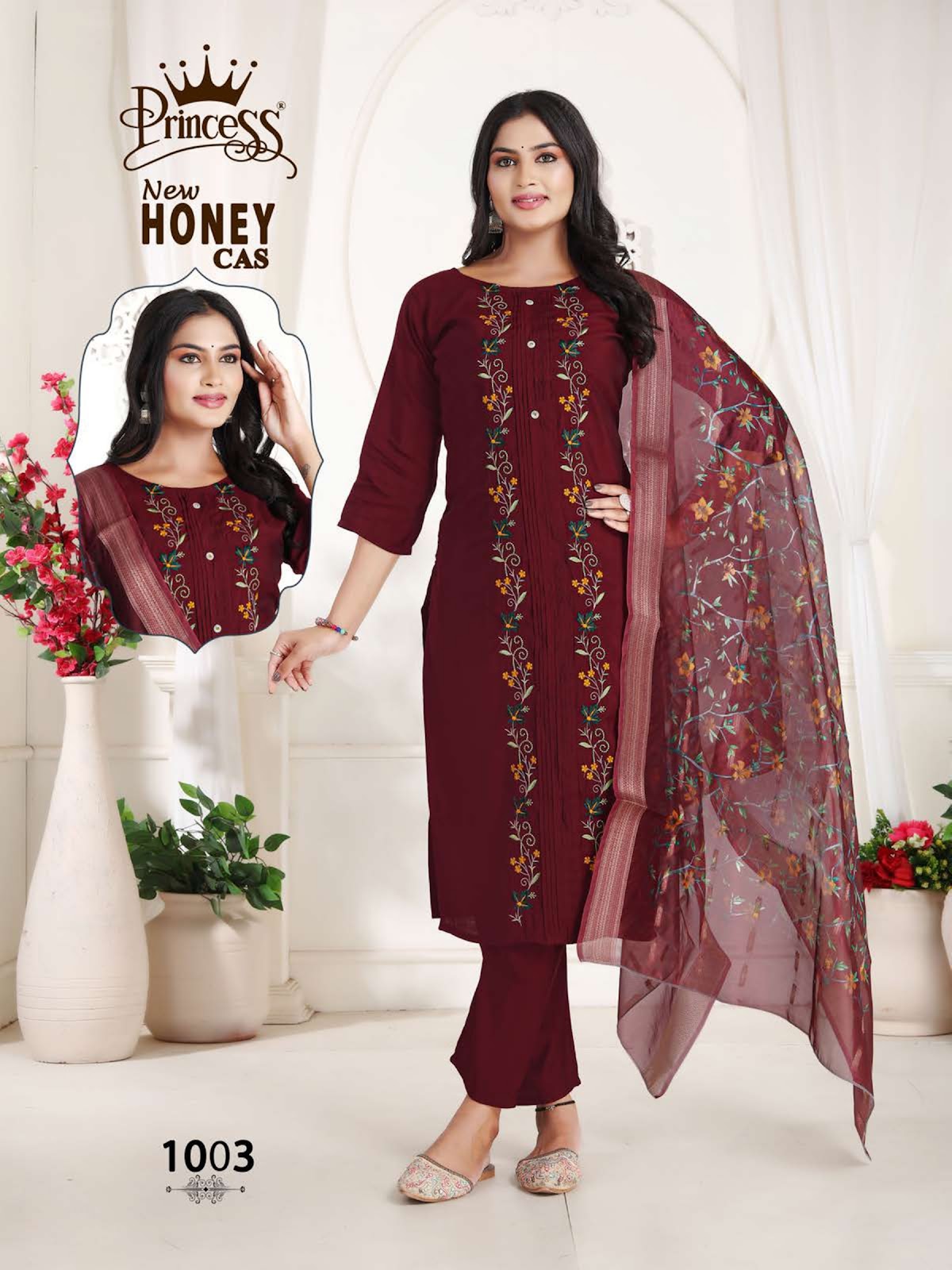Honey Princess Creation Roman Silk Readymade Pant Style Suits Wholesaler Ahmedabad