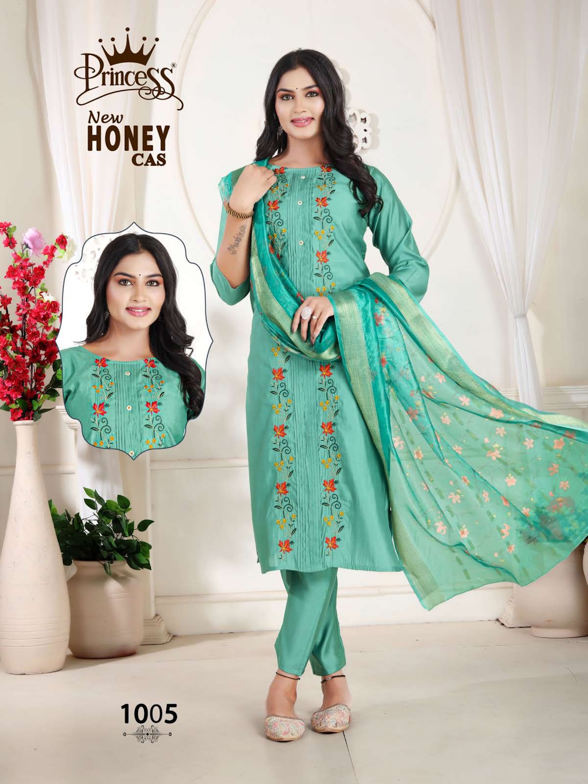 Honey Princess Creation Roman Silk Readymade Pant Style Suits Wholesaler Ahmedabad