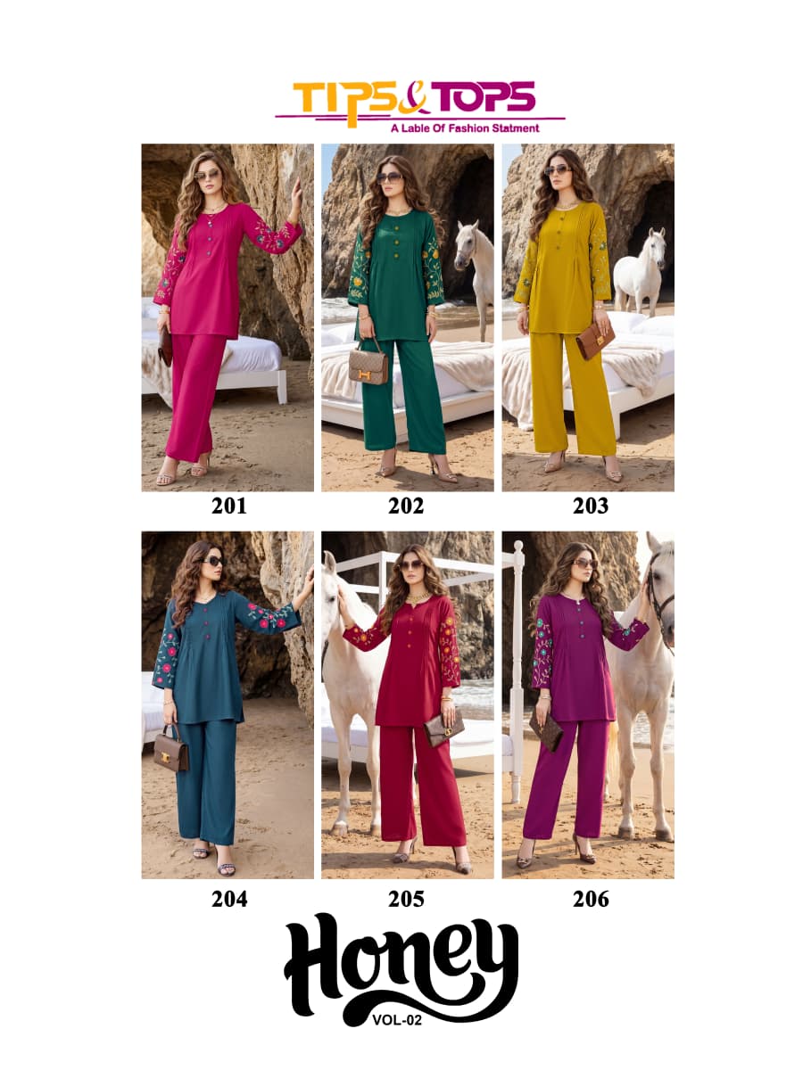 Honey Vol 2 Tips Tops Rayon 18Kg Co Ord Set Supplier Gujarat