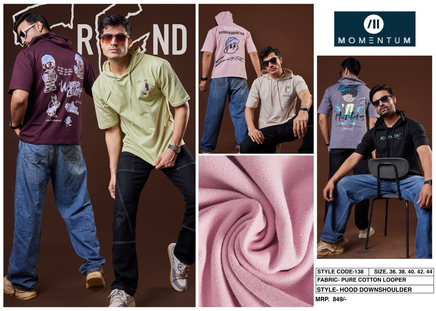 Hoodies Code 138 Momentum Cotton Looper Mens Tshirts Wholesale Price