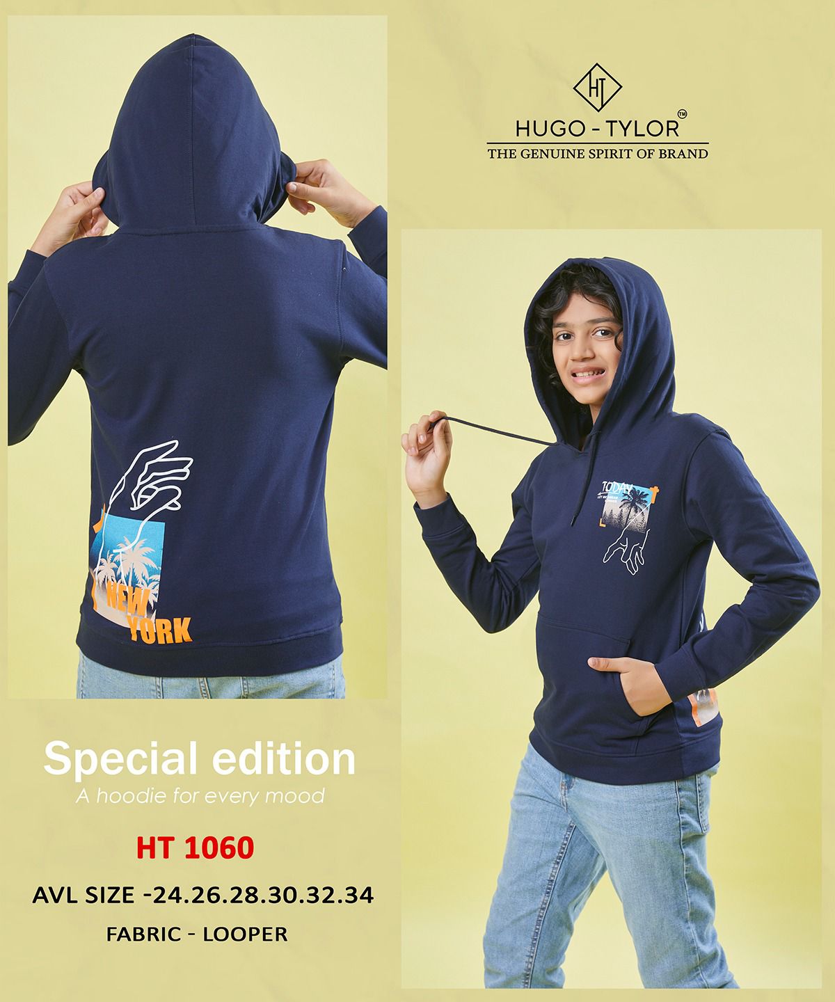 Hoodies Ht 1060 Hugo Tylor Looper Boys Tshirt Supplier