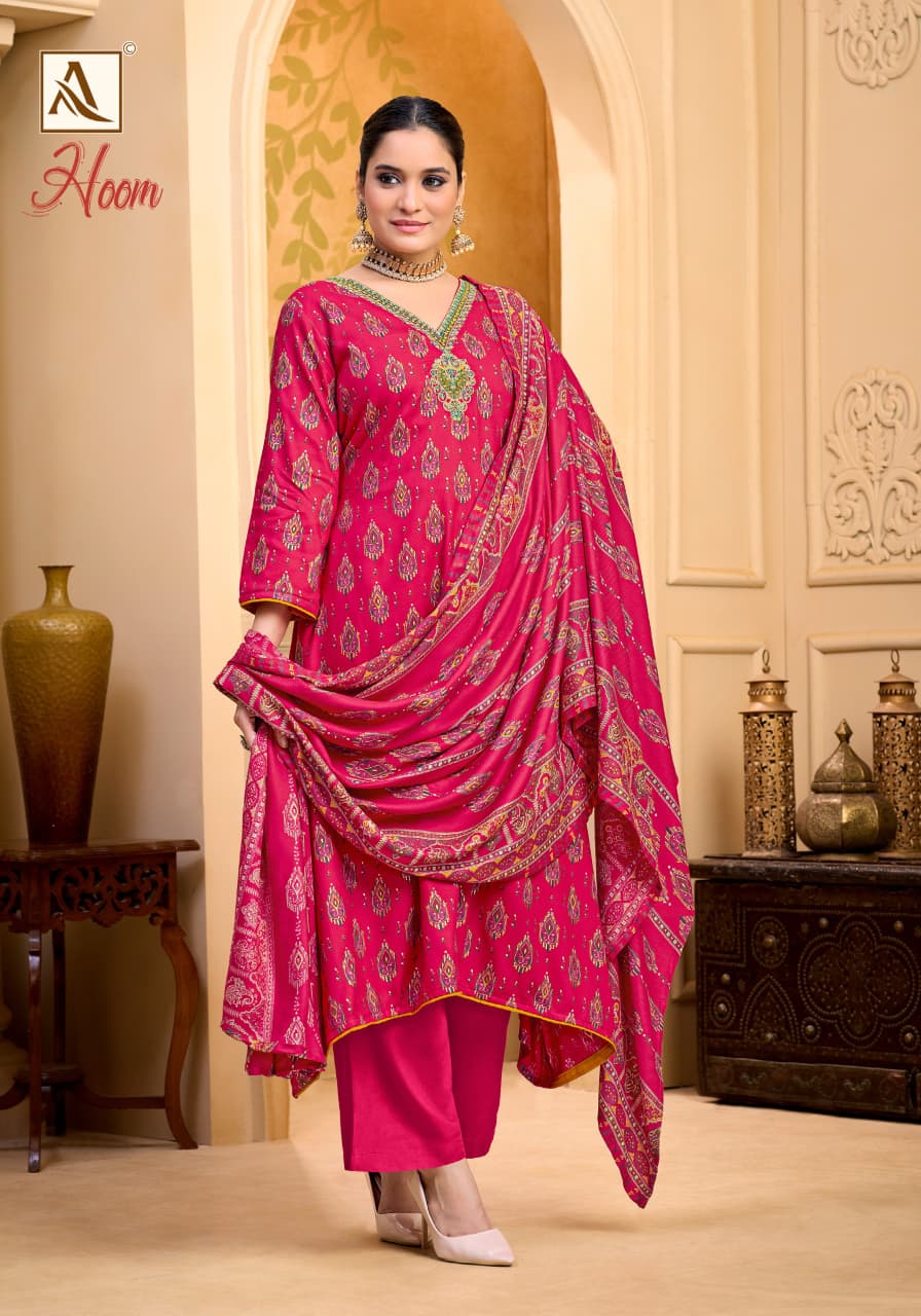 Hoom Alok Viscose Karachi Pashmina Salwar Suits Manufacturer