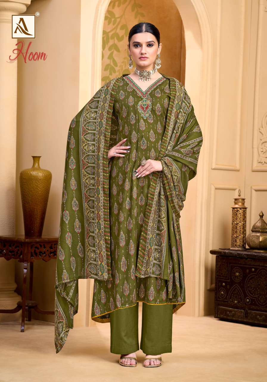 Hoom Alok Viscose Karachi Pashmina Salwar Suits Manufacturer