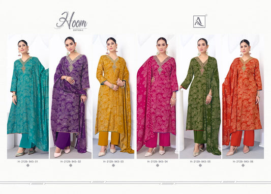 Hoom Vol 2 Alok Viscose Karachi Pashmina Salwar Suits Manufacturer Gujarat