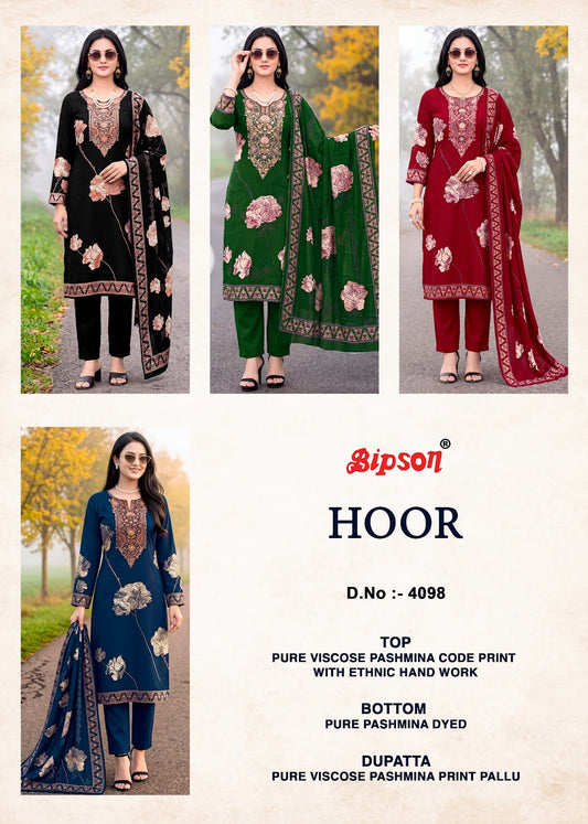 Hoor 4098 Bipson Prints Viscose Pashmina Suits Manufacturer Gujarat