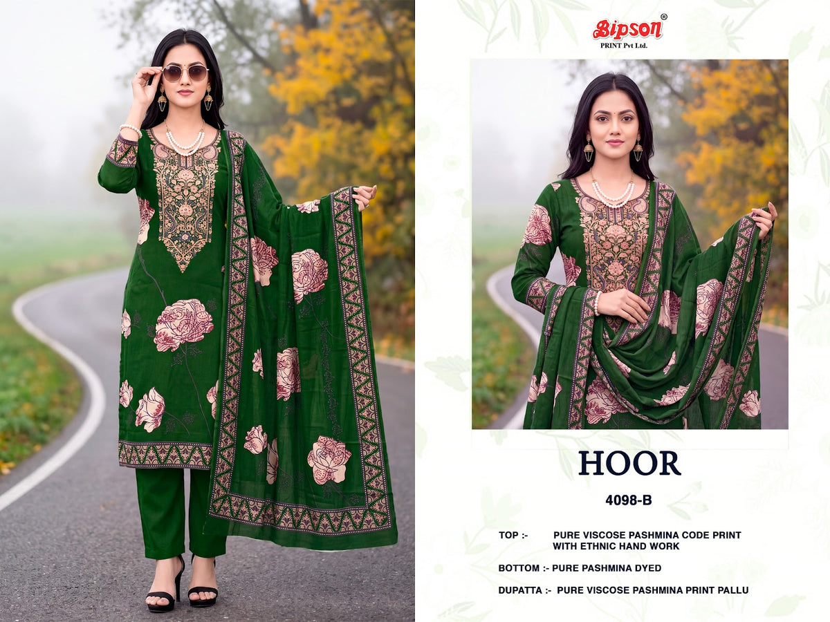 Hoor 4098 Bipson Prints Viscose Pashmina Suits Manufacturer Gujarat