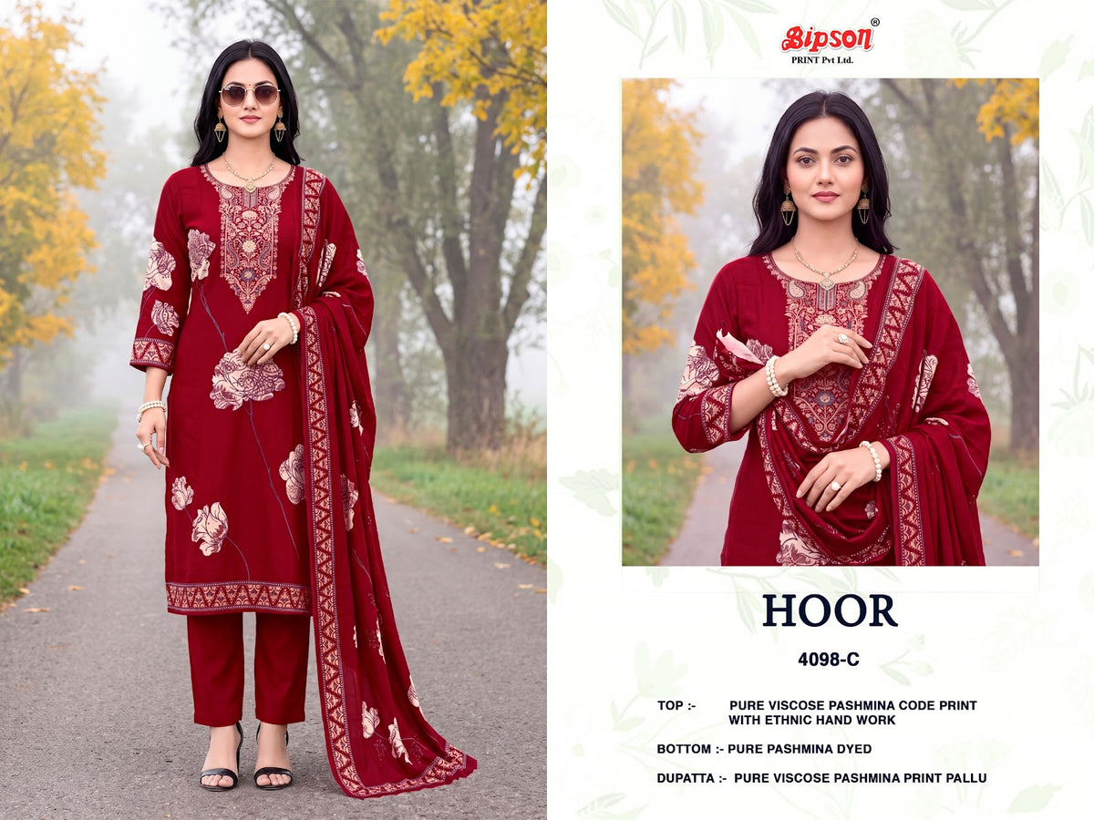 Hoor 4098 Bipson Prints Viscose Pashmina Suits Manufacturer Gujarat