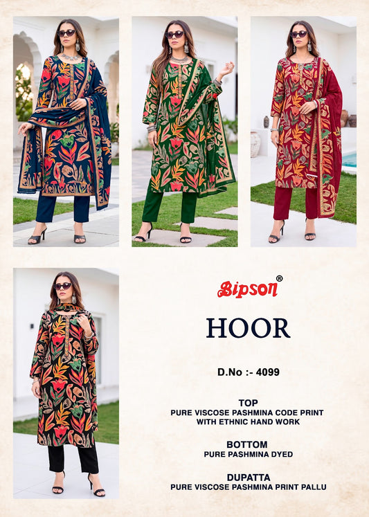 Hoor 4099 Bipson Prints Viscose Pashmina Suits Exporter Gujarat