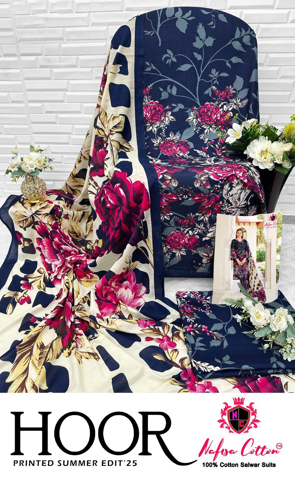 Hoor Printed Summer Edit 25 Nafisa Cotton Soft Cotton Karachi Salwar Suits Wholesale Price