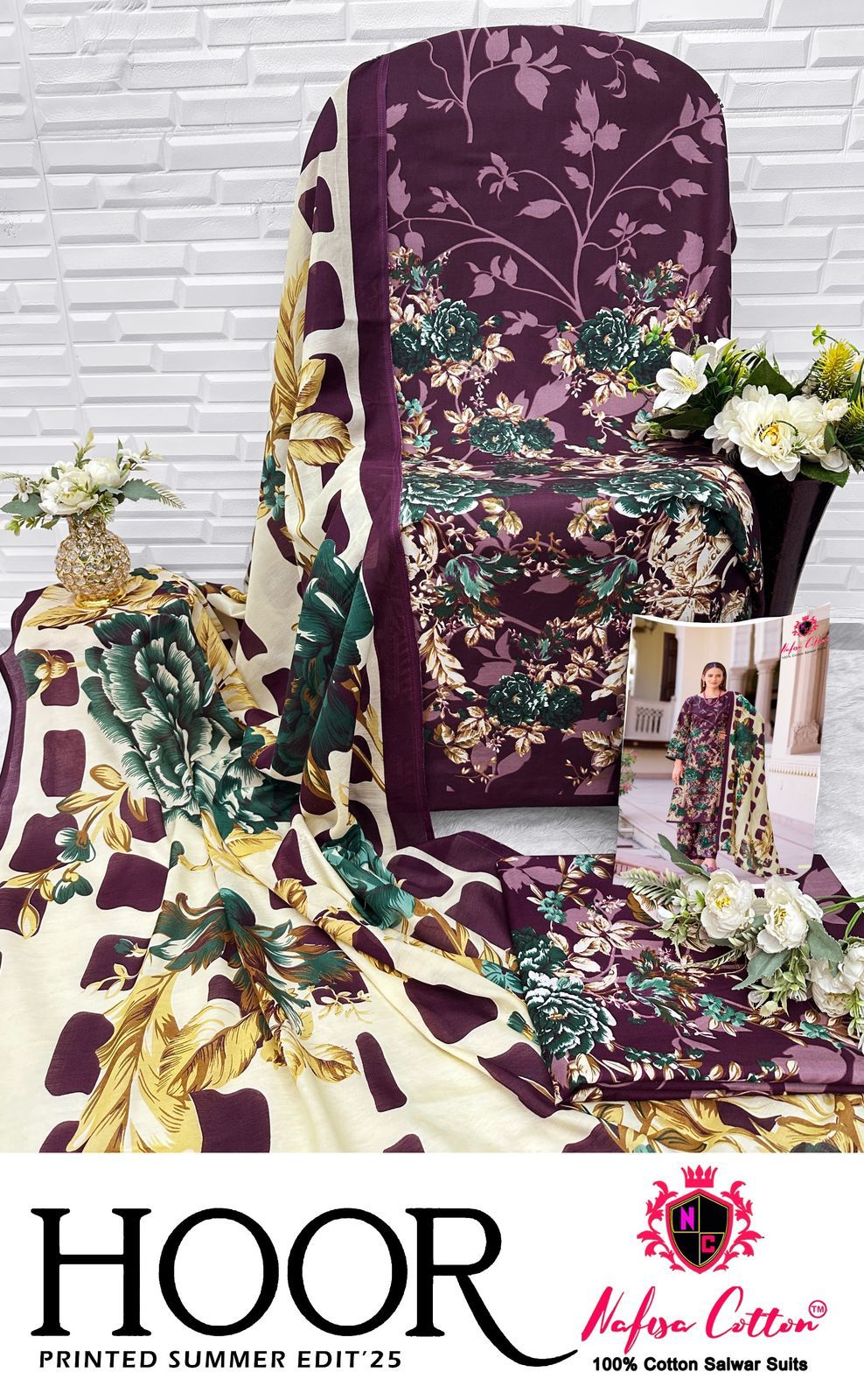 Hoor Printed Summer Edit 25 Nafisa Cotton Soft Cotton Karachi Salwar Suits Wholesale Price