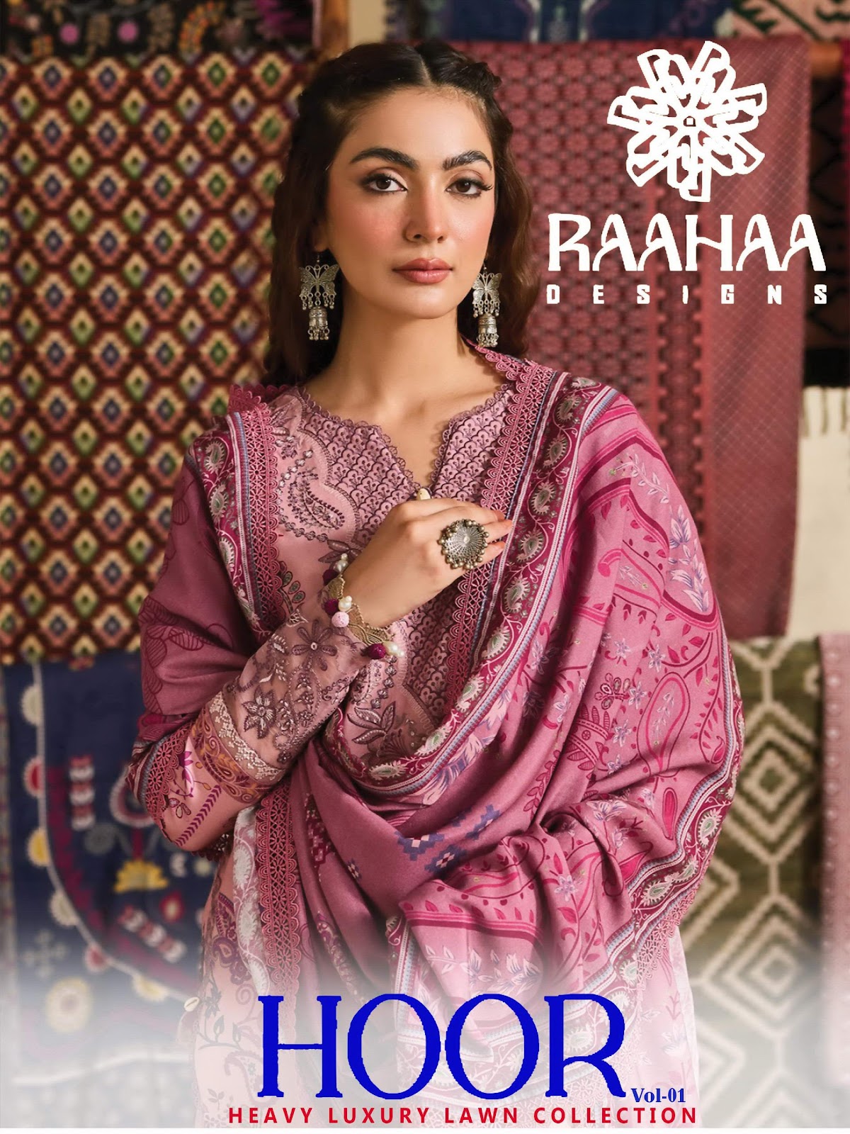 Hoor Vol 1 Raahaa Designs Lawn Cotton Karachi Salwar Suits Exporter Ahmedabad