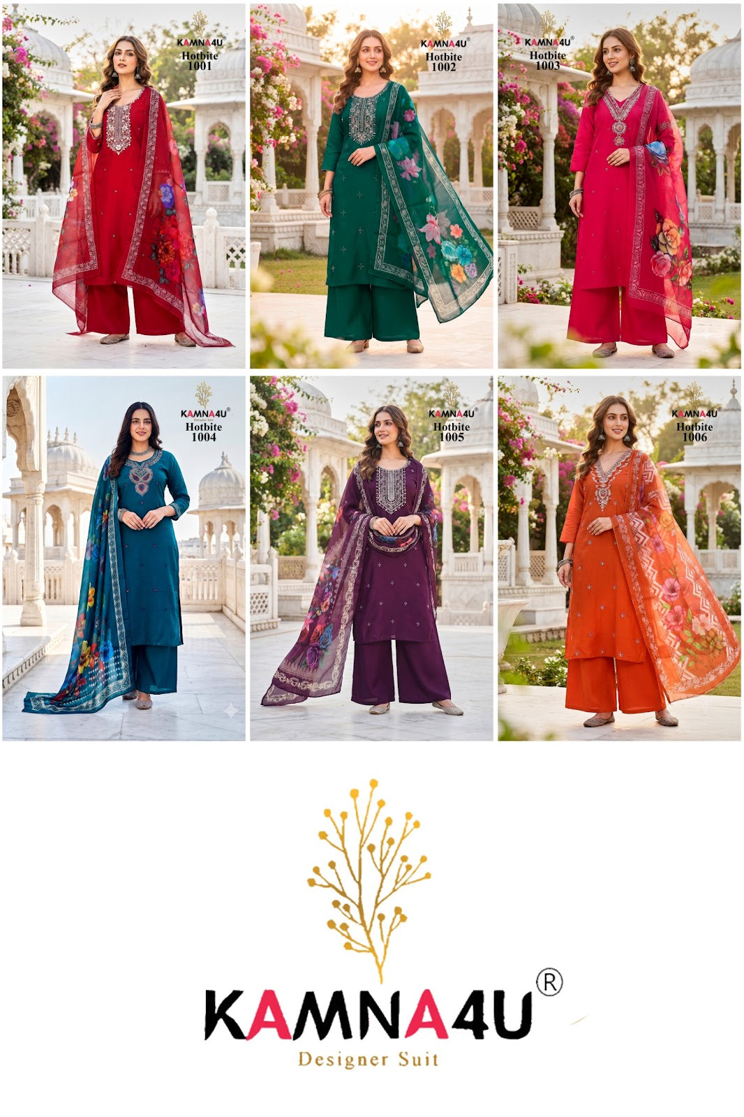 Hot Bite Kamna4U Chanderi Readymade Plazzo Style Suits Supplier
