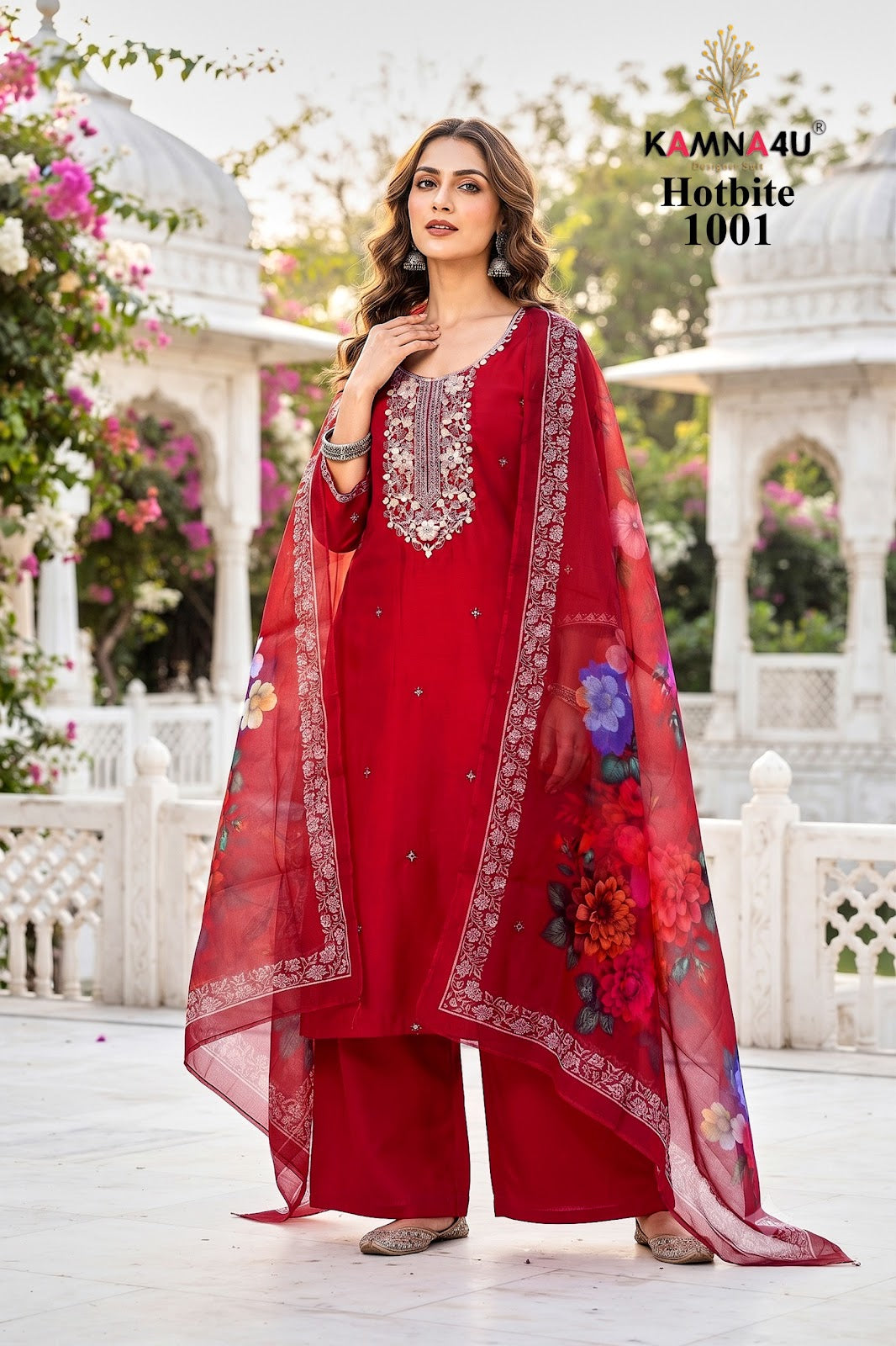 Hot Bite Kamna4U Chanderi Readymade Plazzo Style Suits Supplier