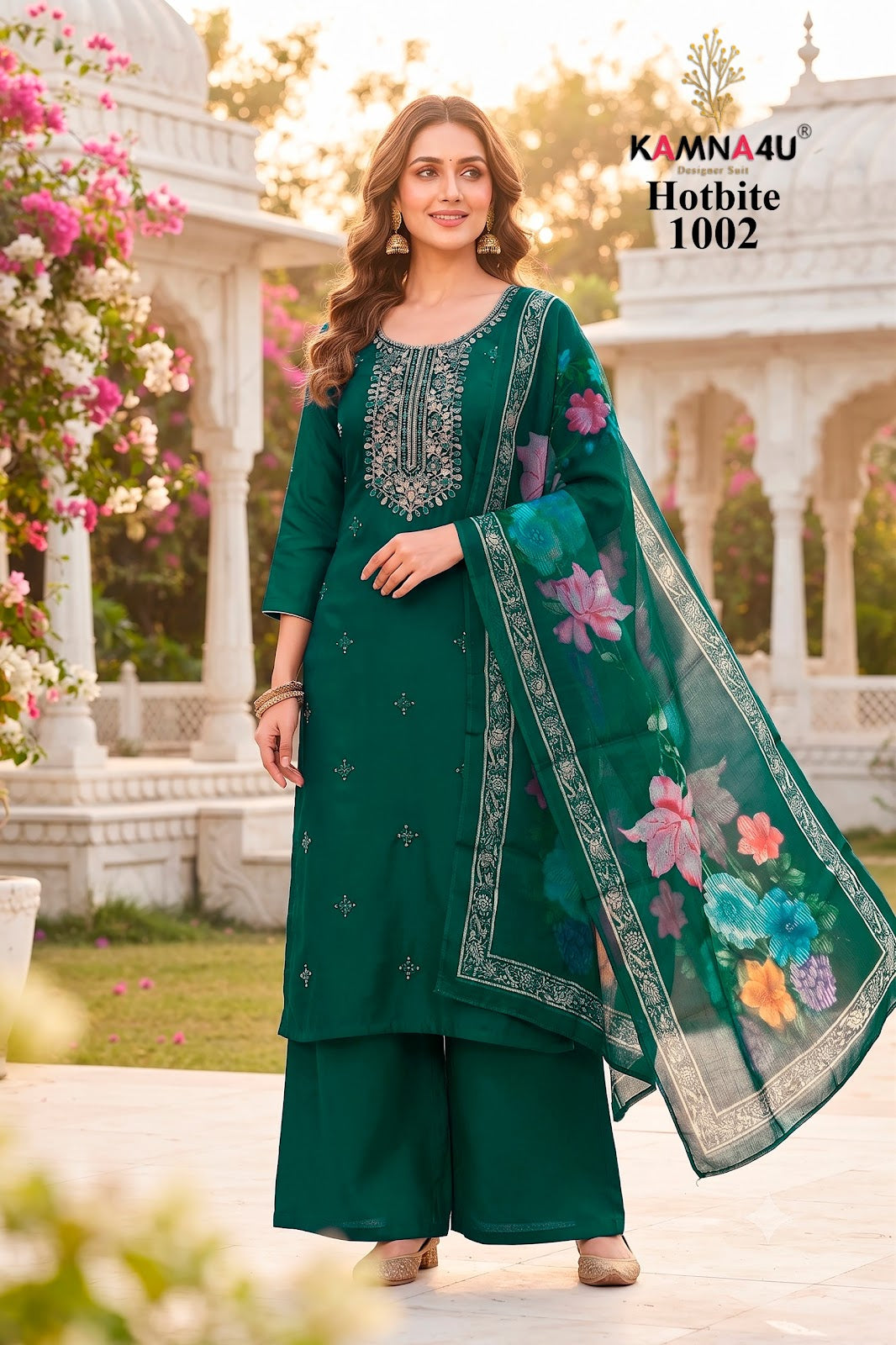 Hot Bite Kamna4U Chanderi Readymade Plazzo Style Suits Supplier