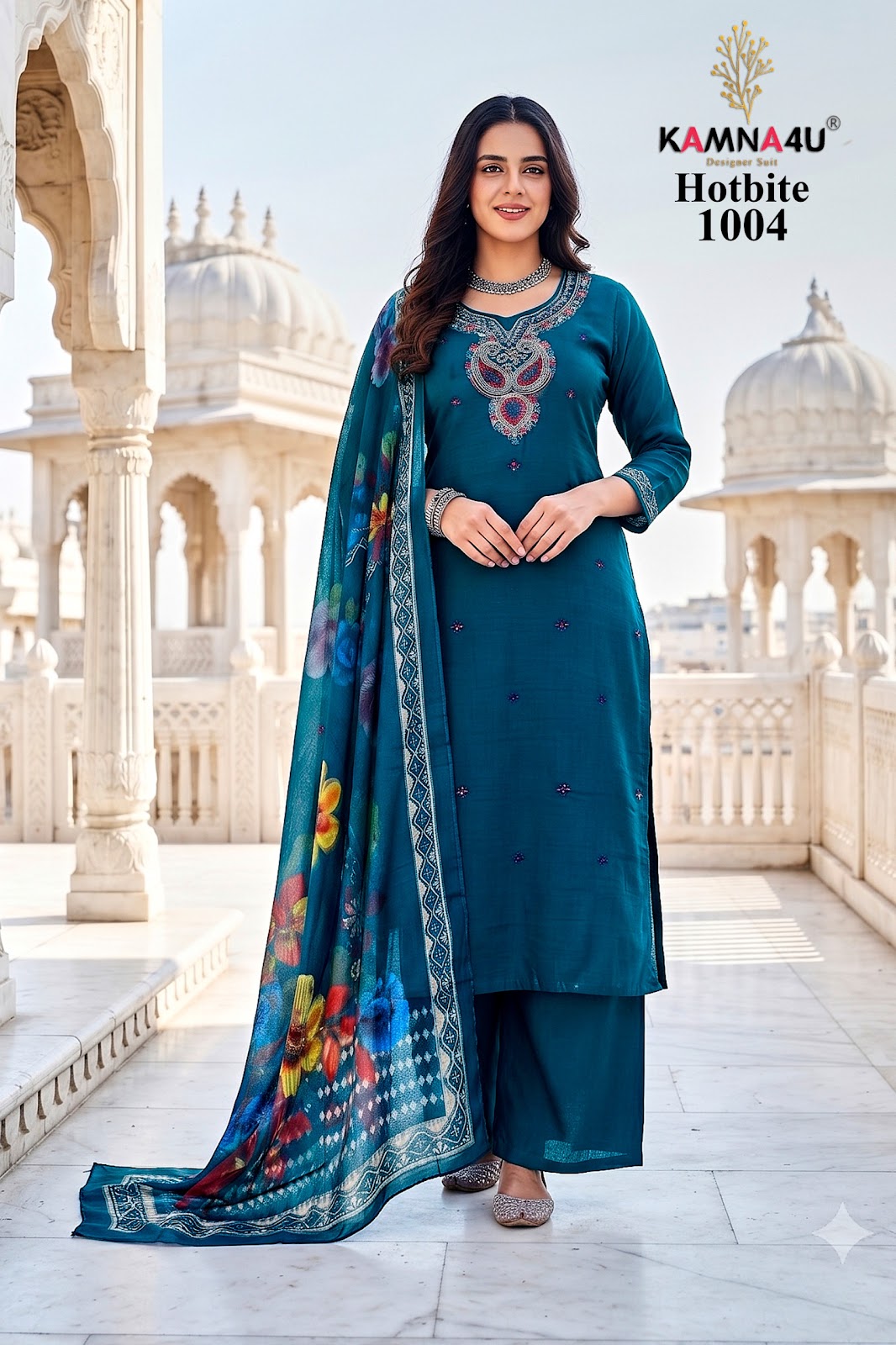 Hot Bite Kamna4U Chanderi Readymade Plazzo Style Suits Supplier