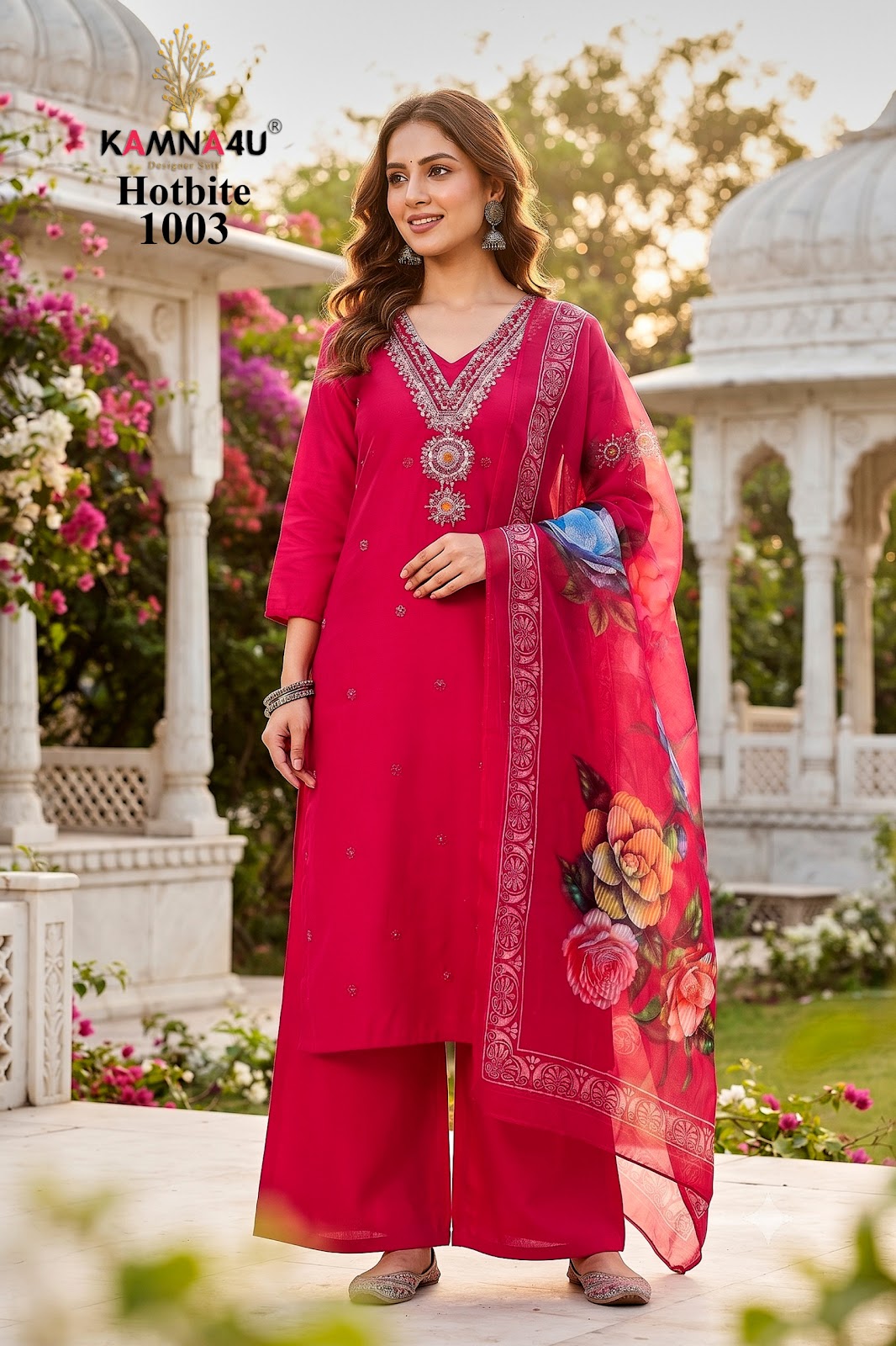 Hot Bite Kamna4U Chanderi Readymade Plazzo Style Suits Supplier