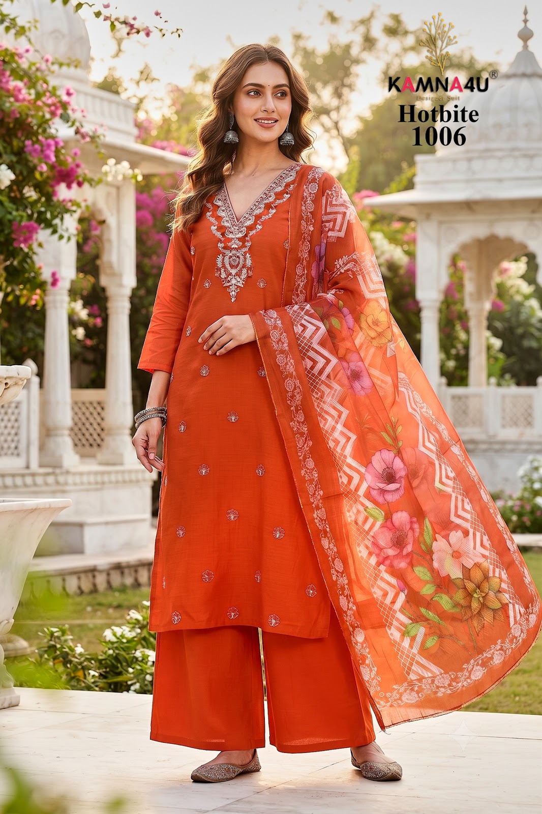 Hot Bite Kamna4U Chanderi Readymade Plazzo Style Suits Supplier