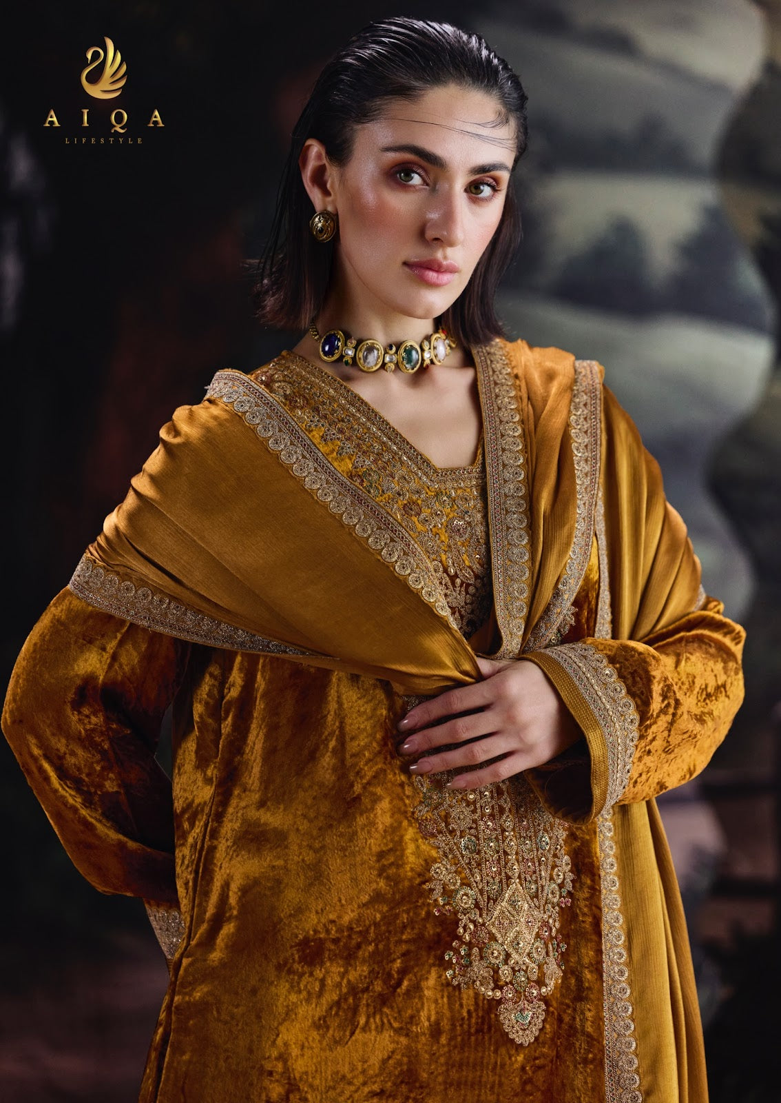 House Of Grace Aiqa Viscose Velvet Suits Supplier India