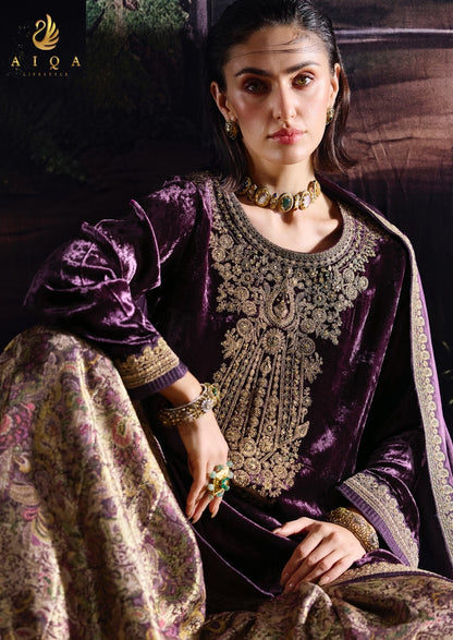 House Of Grace Aiqa Viscose Velvet Suits Supplier India