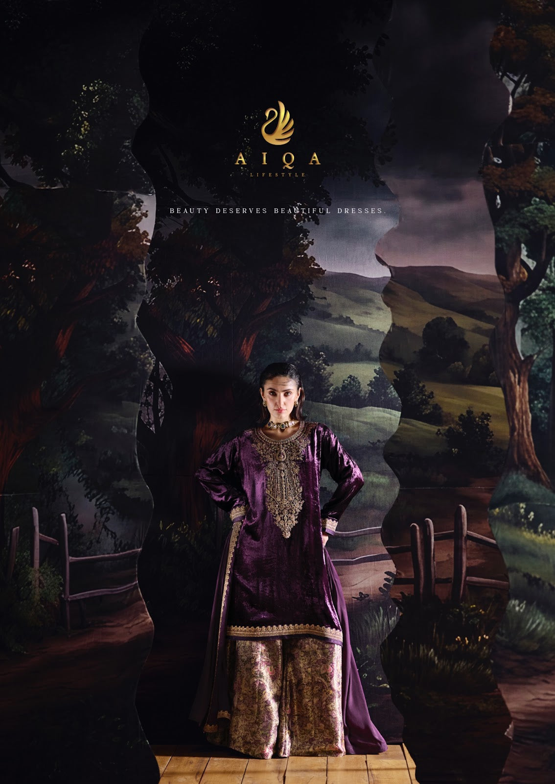 House Of Grace Aiqa Viscose Velvet Suits Supplier India
