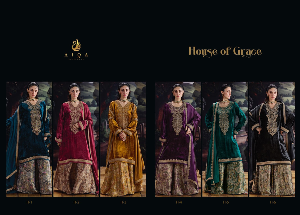 House Of Grace Aiqa Viscose Velvet Suits Supplier India