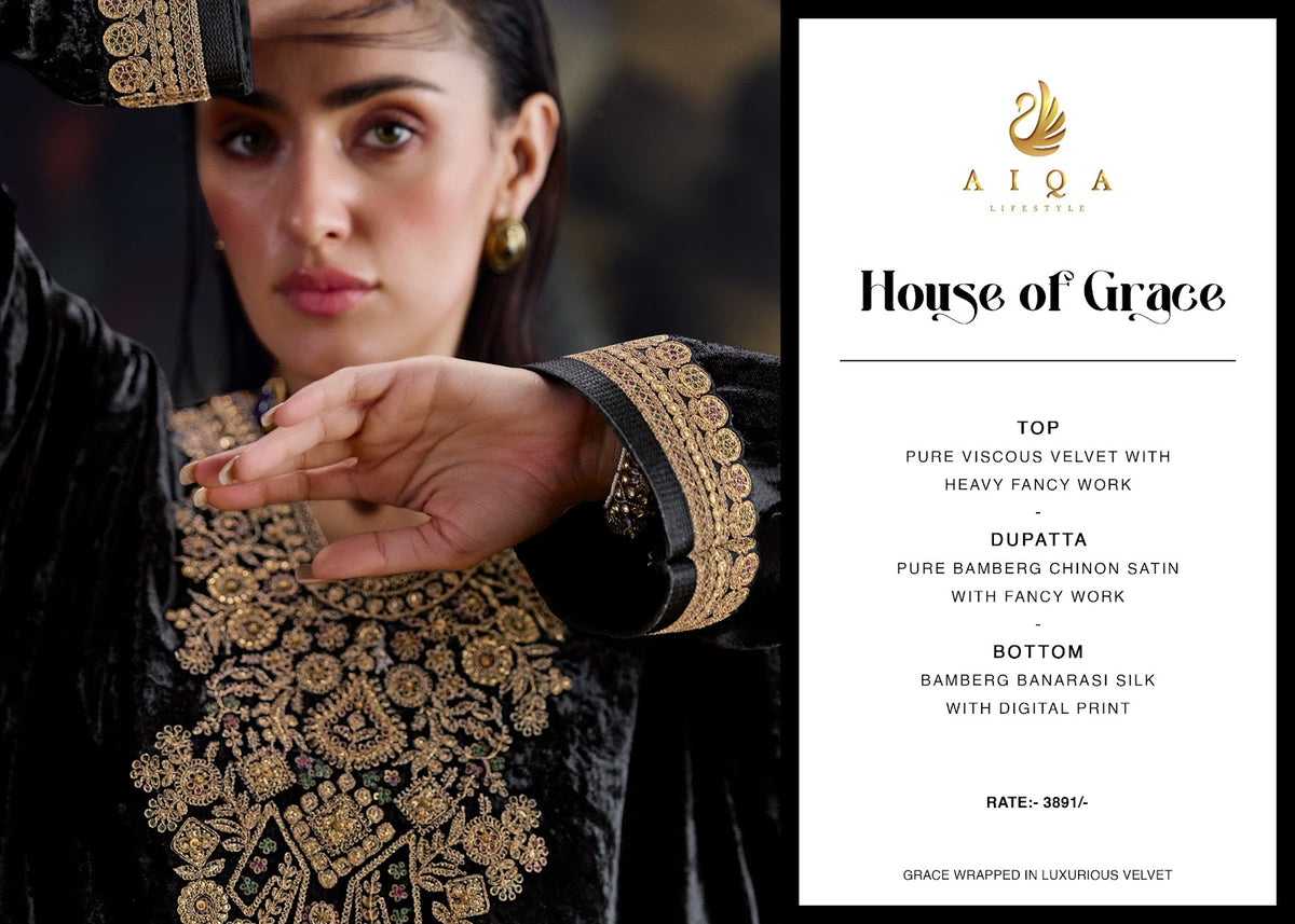 House Of Grace Aiqa Viscose Velvet Suits Supplier India