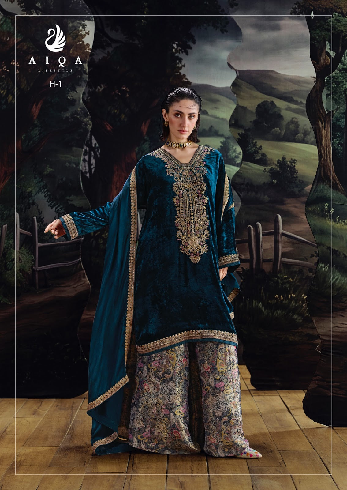 House Of Grace Aiqa Viscose Velvet Suits Supplier India