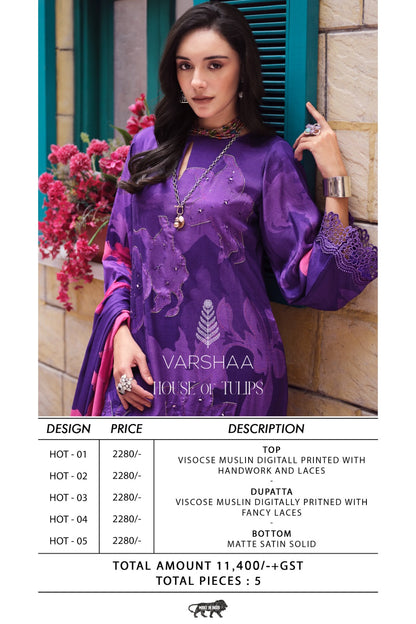 House Of Tulips Varshaa Viscose Muslin Pant Style Suits Supplier Ahmedabad