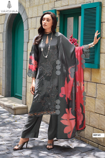House Of Tulips Varshaa Viscose Muslin Pant Style Suits Supplier Ahmedabad