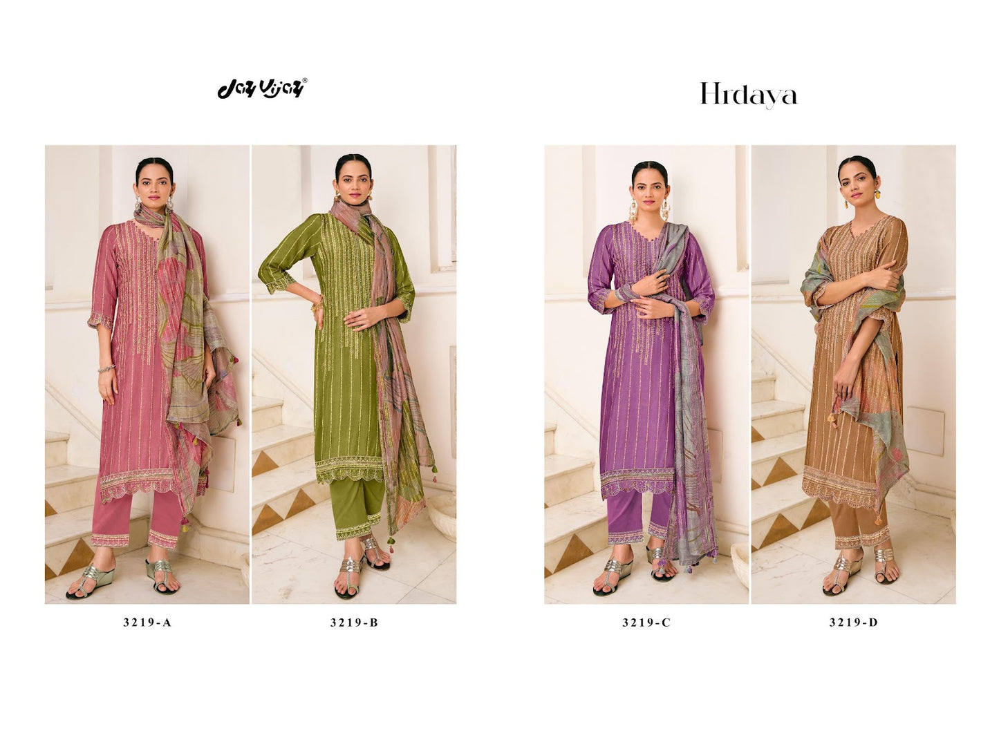 Hrdaya 3219 Jay Vijay Simmer Pant Style Suits Exporter India