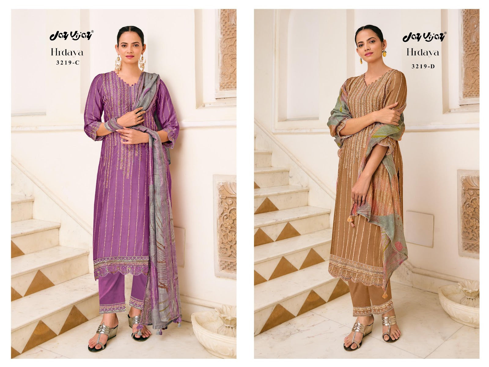 Hrdaya 3219 Jay Vijay Simmer Pant Style Suits Exporter India