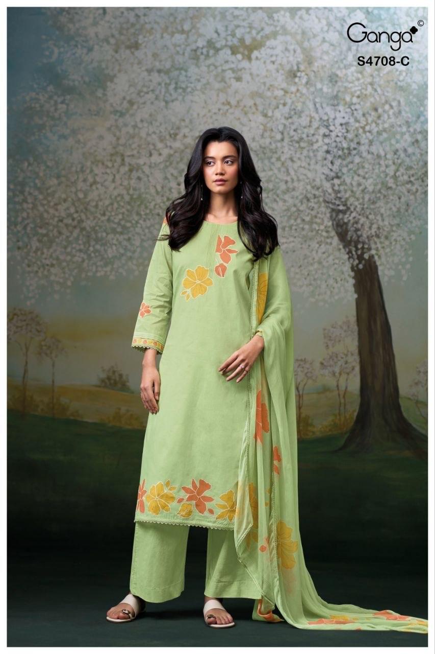 Hridanshi 4708 Ganga Pure Organdy Plazzo Style Suits Supplier India