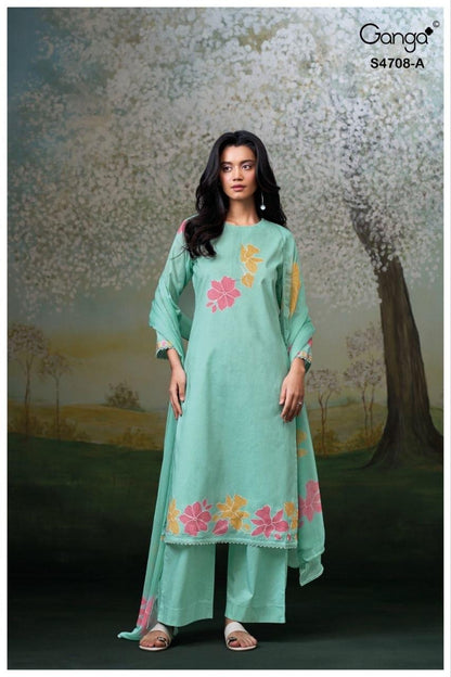 Hridanshi 4708 Ganga Pure Organdy Plazzo Style Suits Supplier India