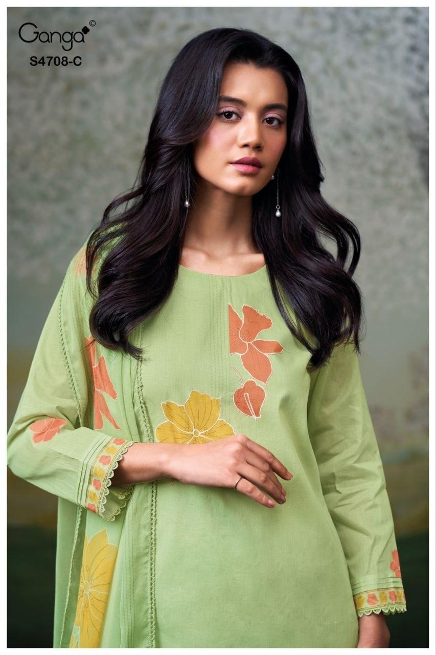 Hridanshi 4708 Ganga Pure Organdy Plazzo Style Suits Supplier India