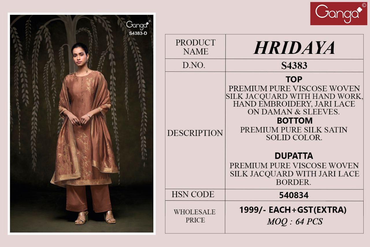 Hridaya 4383 Ganga Pure Viscose Salwar Suits Wholesale Rate