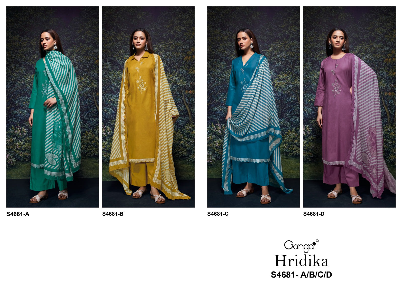 Hridika 4681 Ganga Bemberg Pant Style Suits Manufacturer