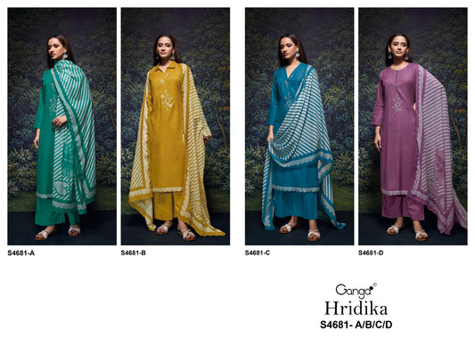 Hridika 4681 Ganga Bemberg Pant Style Suits Manufacturer