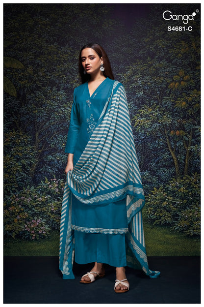 Hridika 4681 Ganga Bemberg Pant Style Suits Manufacturer