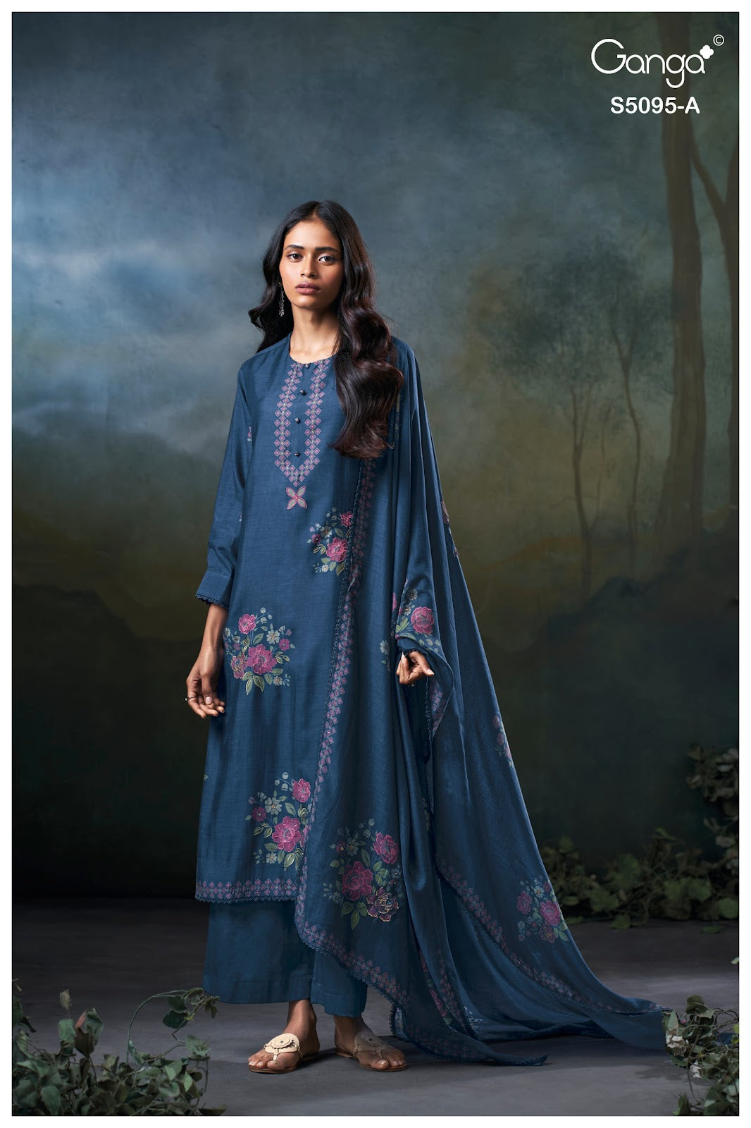Hridisha S5095 Ganga Bemberg Silk Pant Style Suits Manufacturer India
