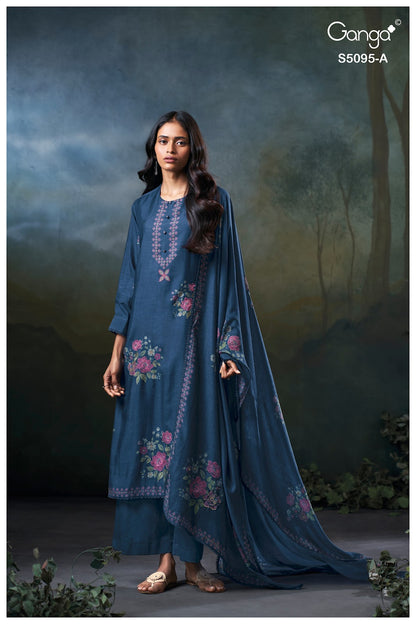 Hridisha S5095 Ganga Bemberg Silk Pant Style Suits Manufacturer India