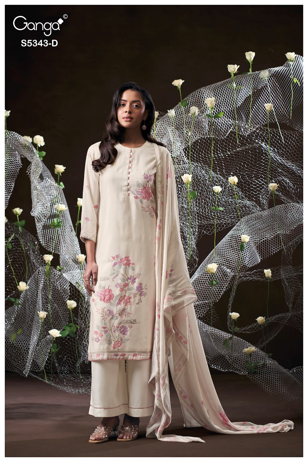 Hrushel S5343 Ganga Wool Pashmina Suits Exporter Gujarat