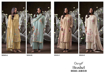 Hrushel S5343 Ganga Wool Pashmina Suits Exporter Gujarat