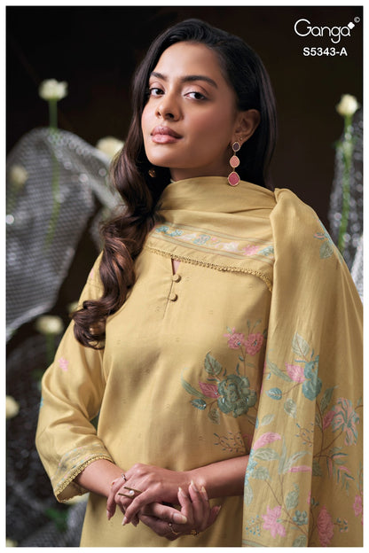 Hrushel S5343 Ganga Wool Pashmina Suits Exporter Gujarat