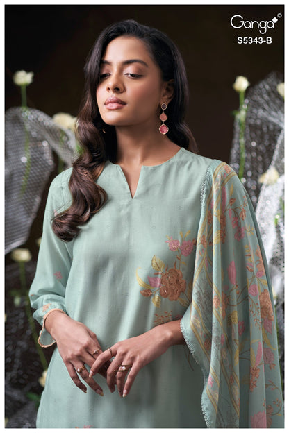 Hrushel S5343 Ganga Wool Pashmina Suits Exporter Gujarat