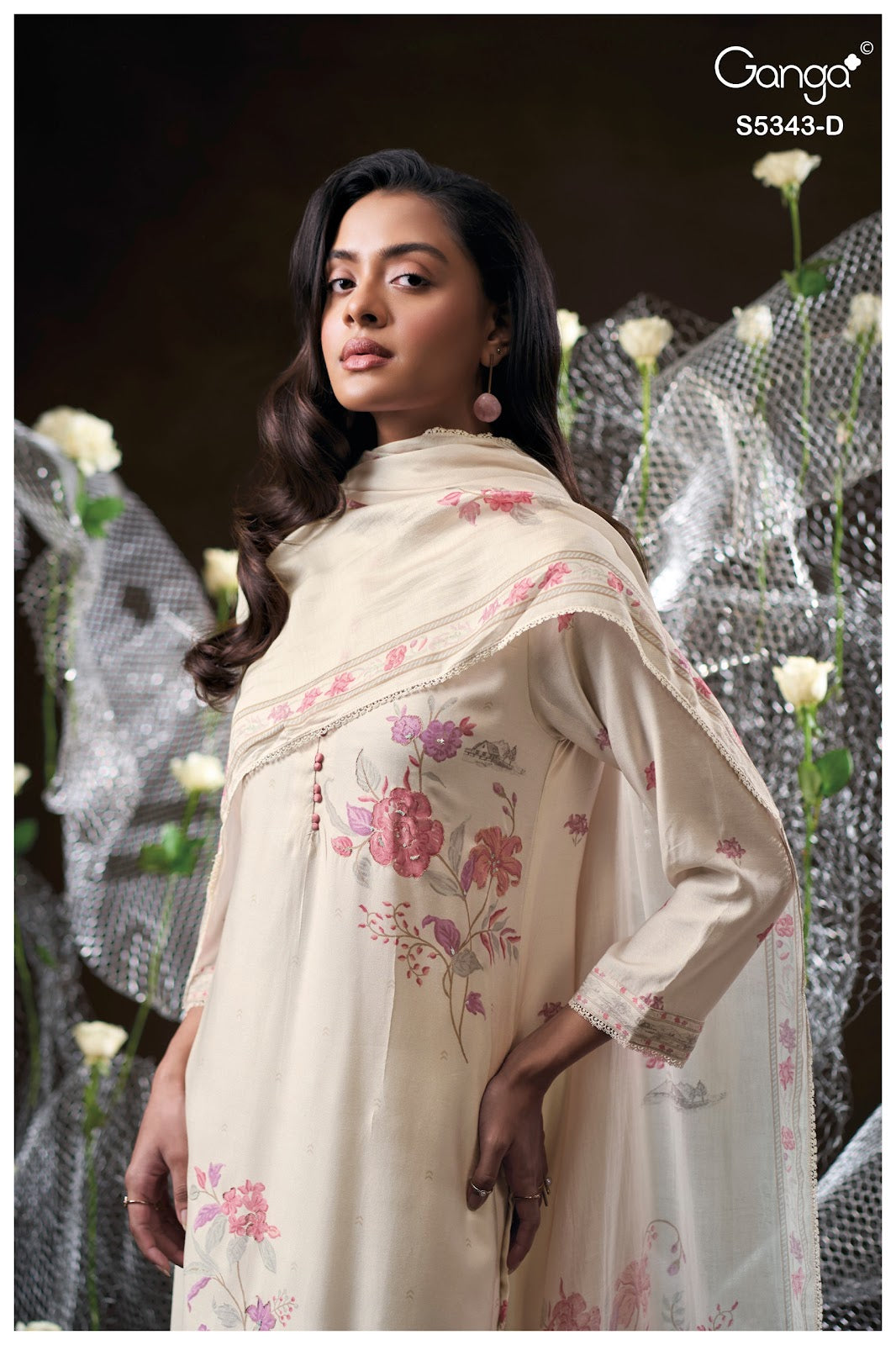 Hrushel S5343 Ganga Wool Pashmina Suits Exporter Gujarat