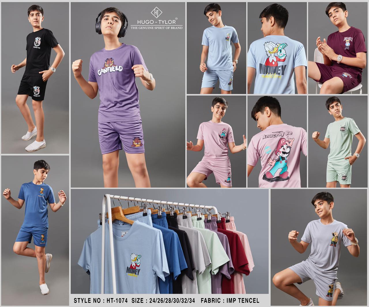 Ht-1074 Hugo Tylor Tencel Lycra Boys Shorts Set Supplier